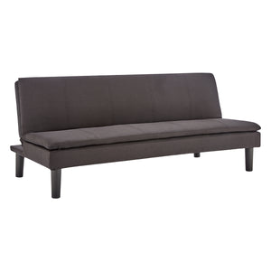 Black 3 Seater Modular Faux Linen Fabric Sofa Bed Couch by Sarantino