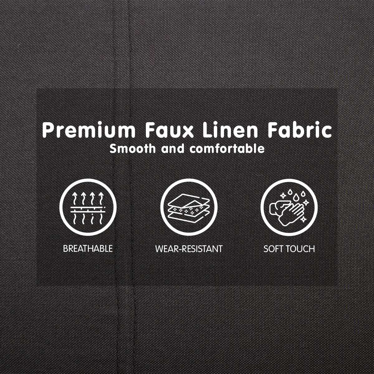 Black 3 Seater Modular Faux Linen Fabric Sofa Bed Couch by Sarantino