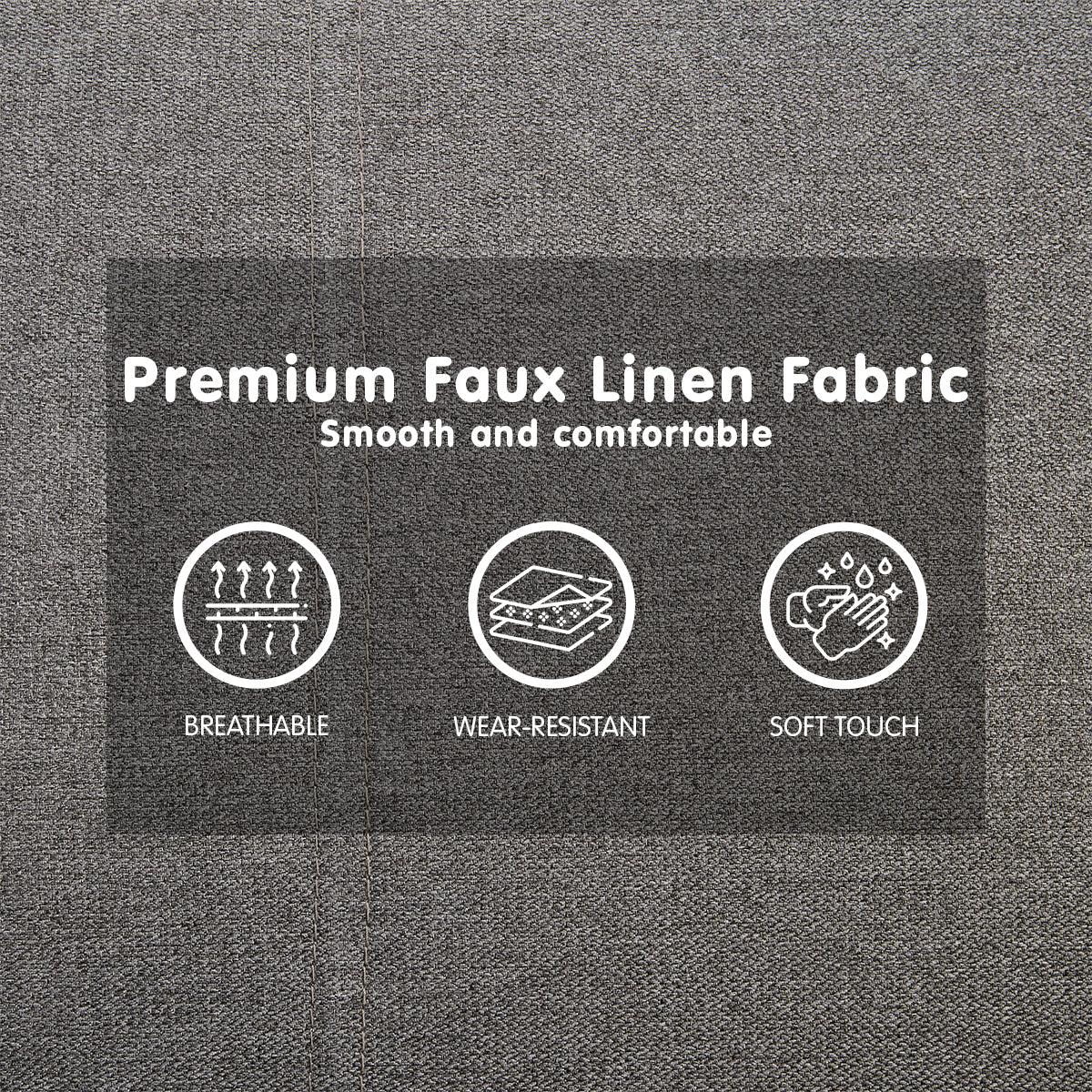 Dark Grey 3 Seater Modular Faux Linen Fabric Sofa Bed Couch by Sarantino