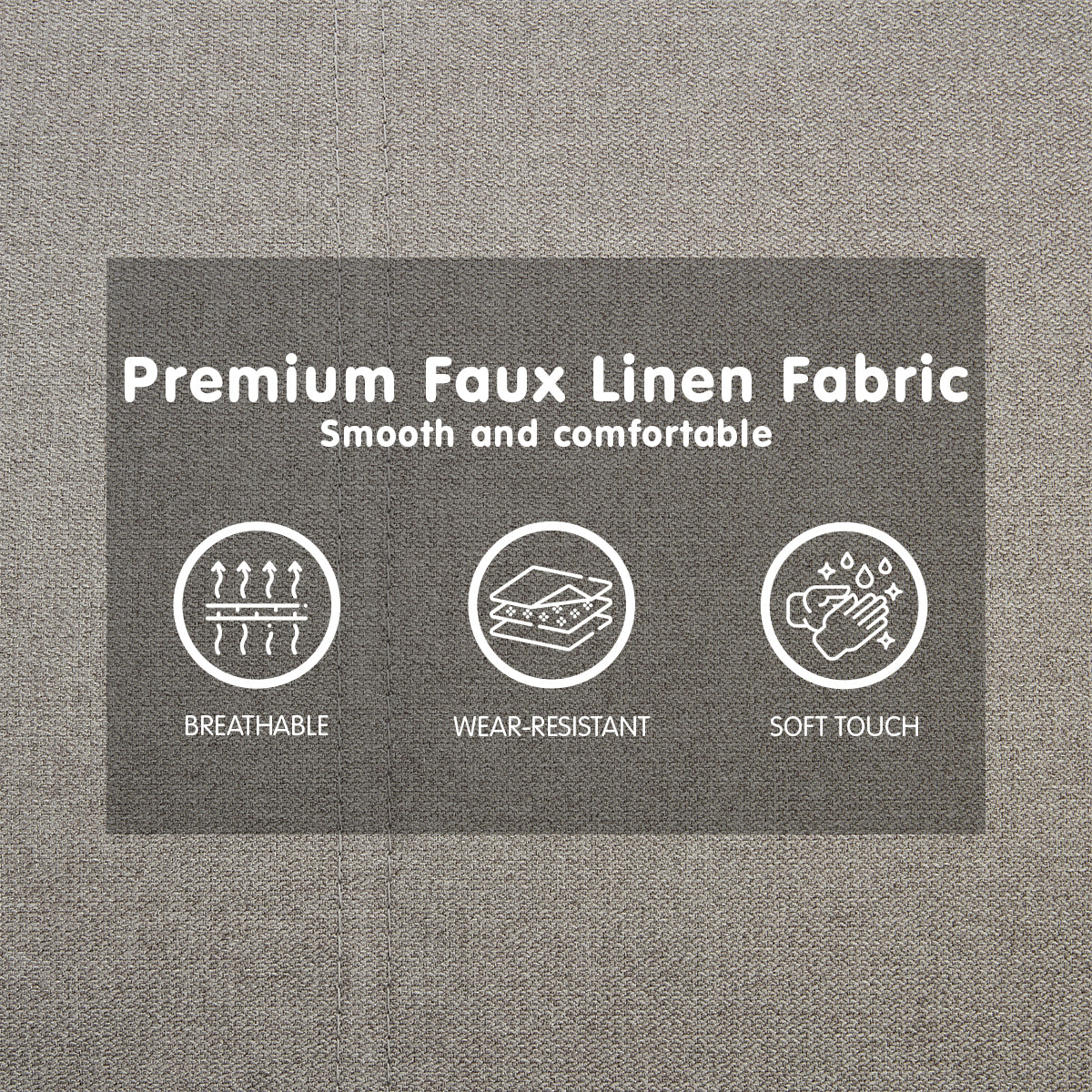 Sarantino 3-Seater Modular Linen Sofa Bed | Light Grey