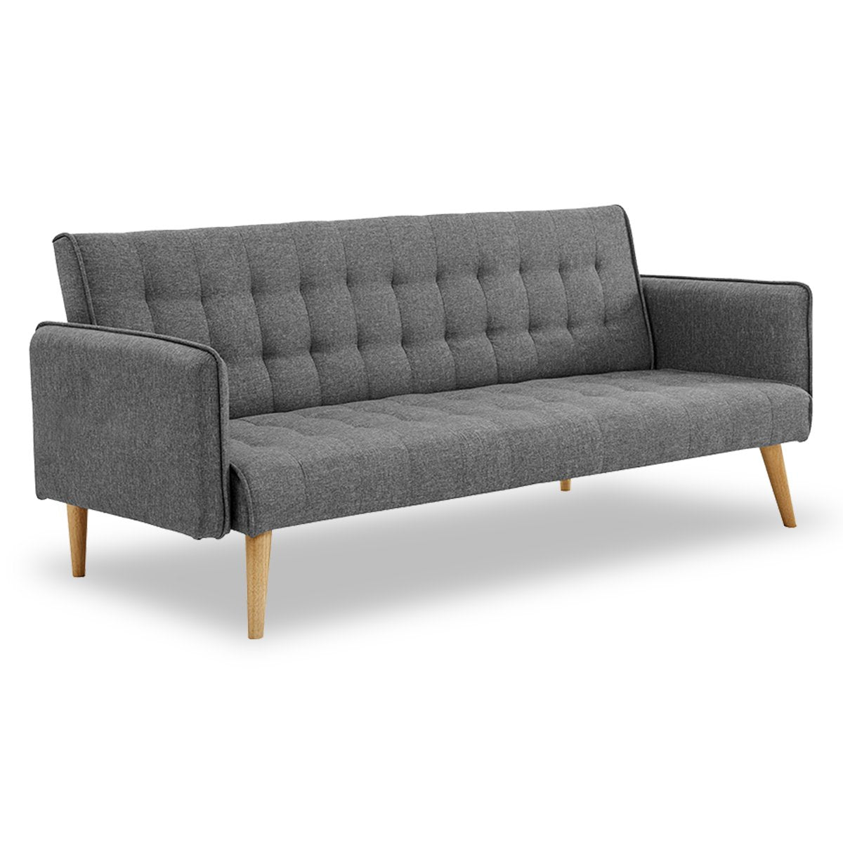 Sarantino 3-Seater Modular Linen Sofa Bed | Armrest | Grey