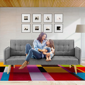 Sarantino 3-Seater Modular Linen Sofa Bed | Armrest | Grey