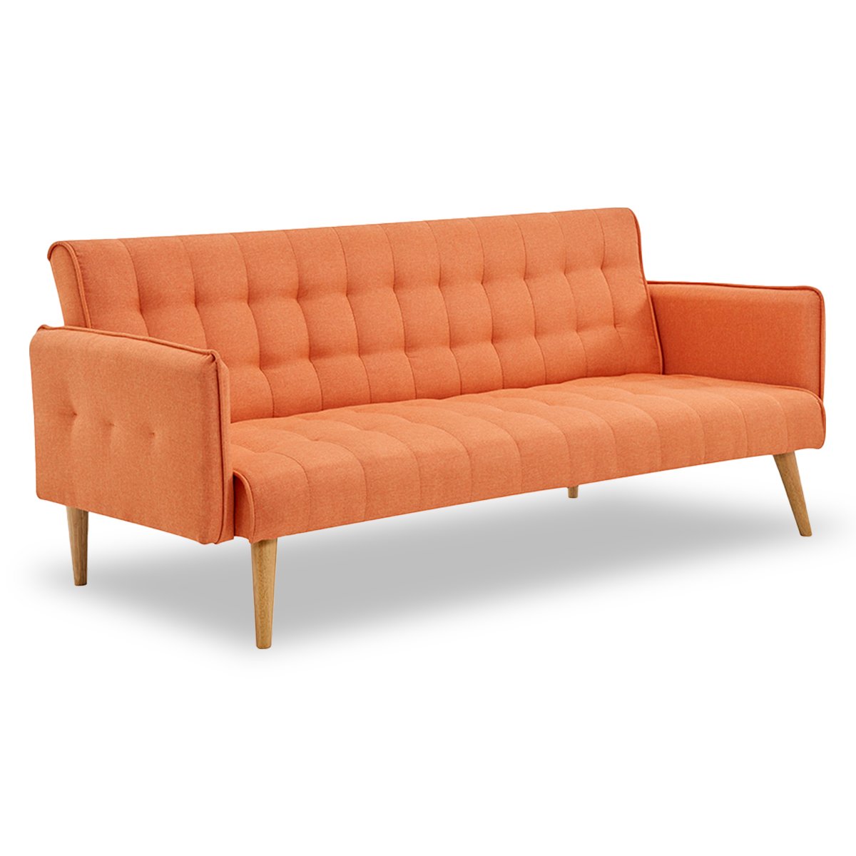 Sarantino 3-Seater Modular Linen Sofa Bed | Armrest | Orange