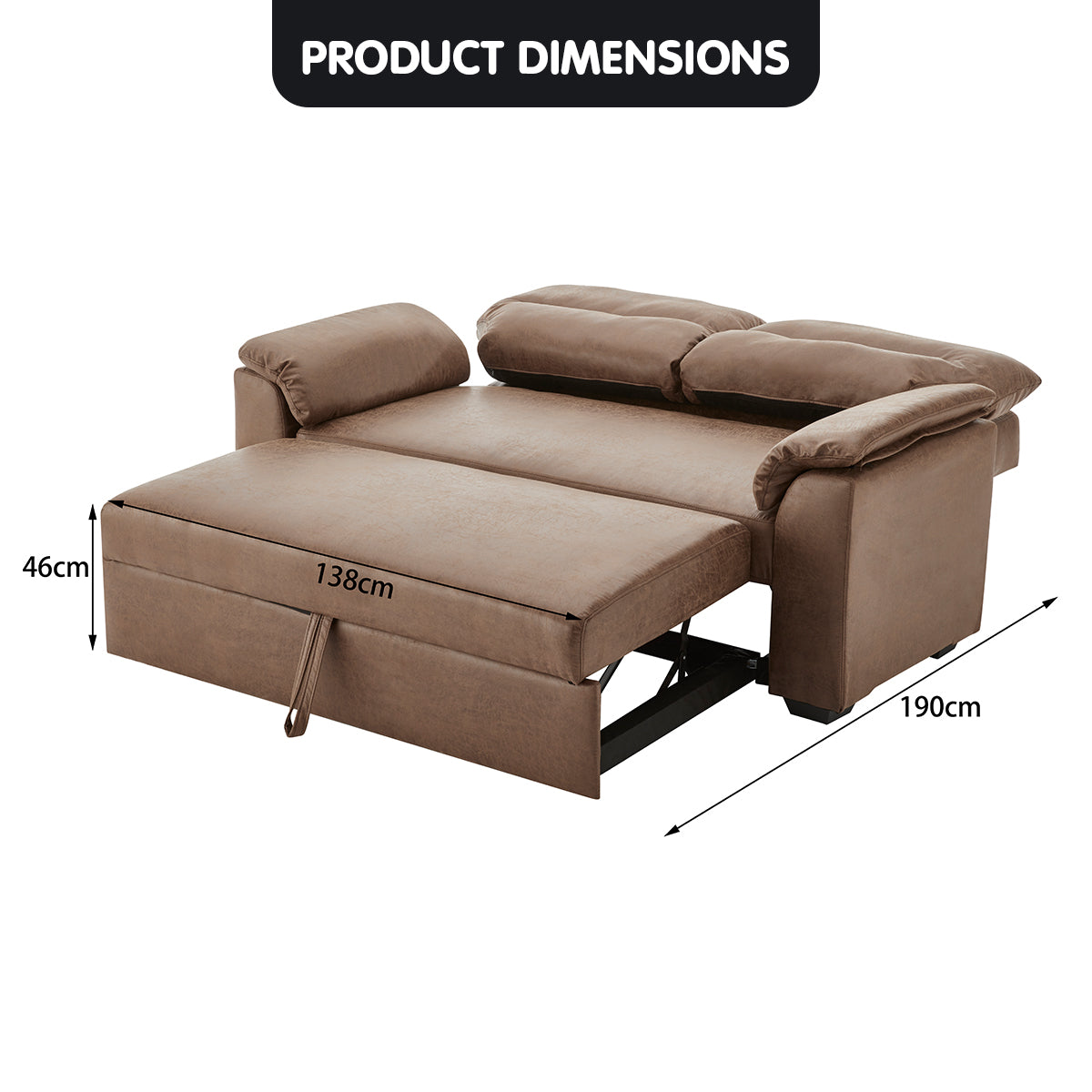 Sarantino Distressed Fabric Sofa Bed | Lounge | Brown