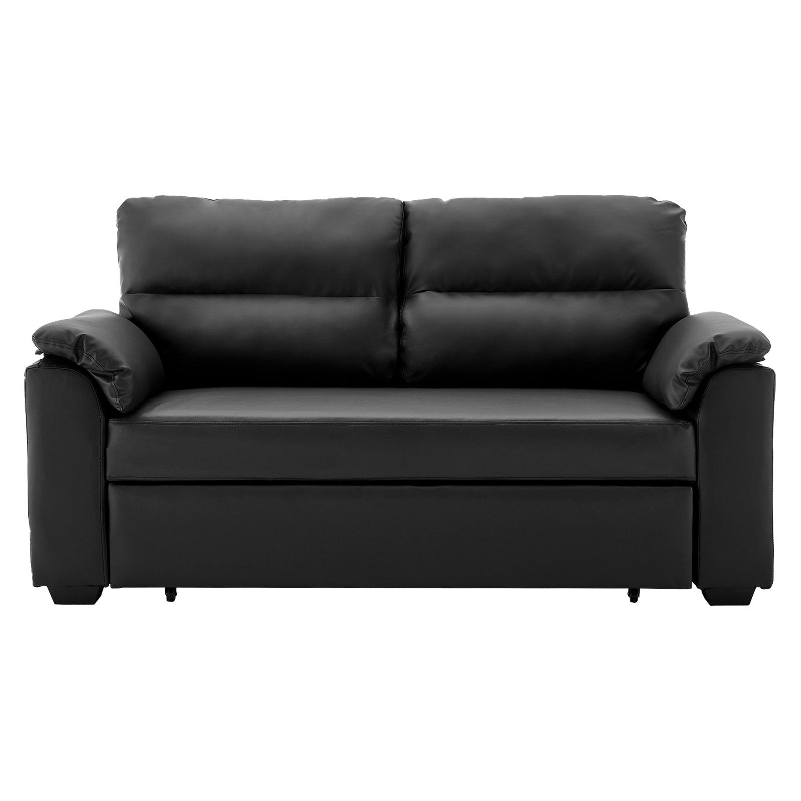 Black Faux Leather Sofa Bed Couch Lounge by Sarantino
