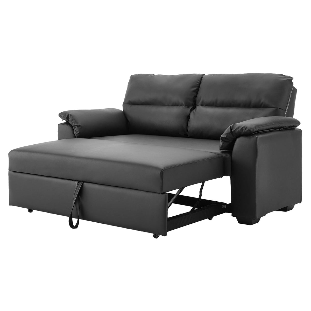 Black Faux Leather Sofa Bed Couch Lounge by Sarantino