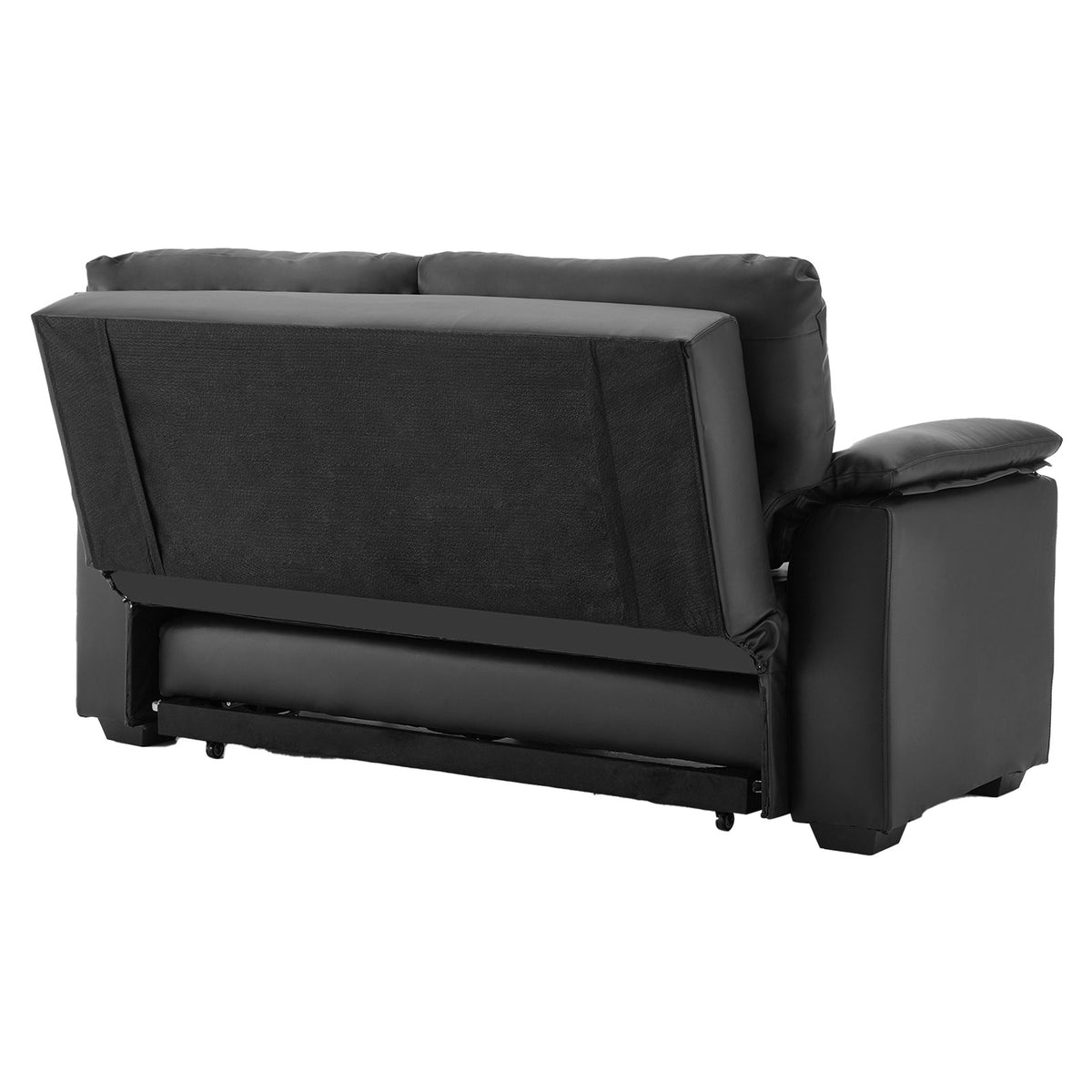Black Faux Leather Sofa Bed Couch Lounge by Sarantino
