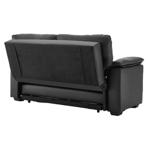 Black Faux Leather Sofa Bed Couch Lounge by Sarantino