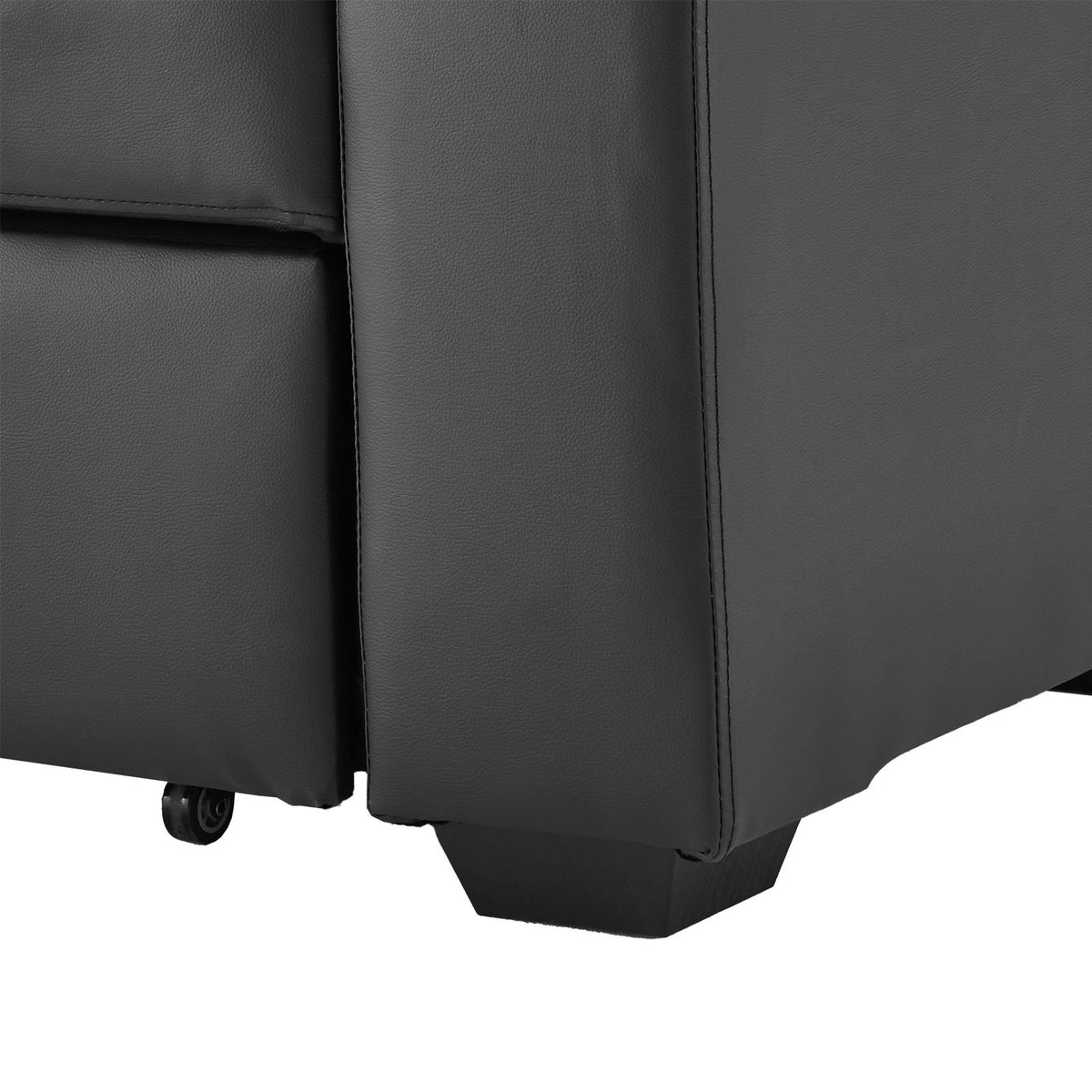 Black Faux Leather Sofa Bed Couch Lounge by Sarantino