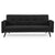 Black Tufted 3-Seater Faux Linen Sofa Bed with Armrests by Sarantino