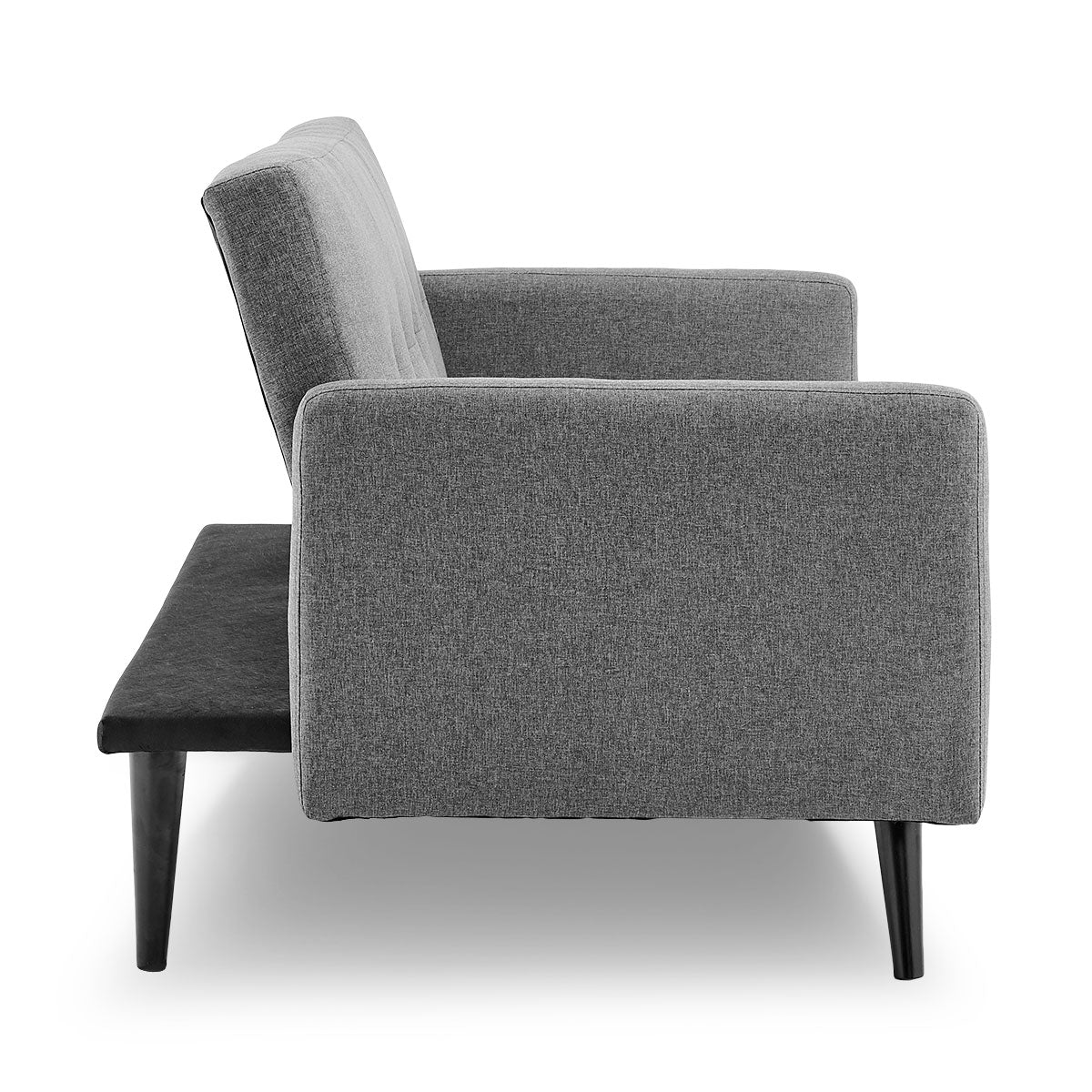 Sarantino Tufted Faux Linen 3-Seater Sofa Bed - Light Grey | Armrests Included