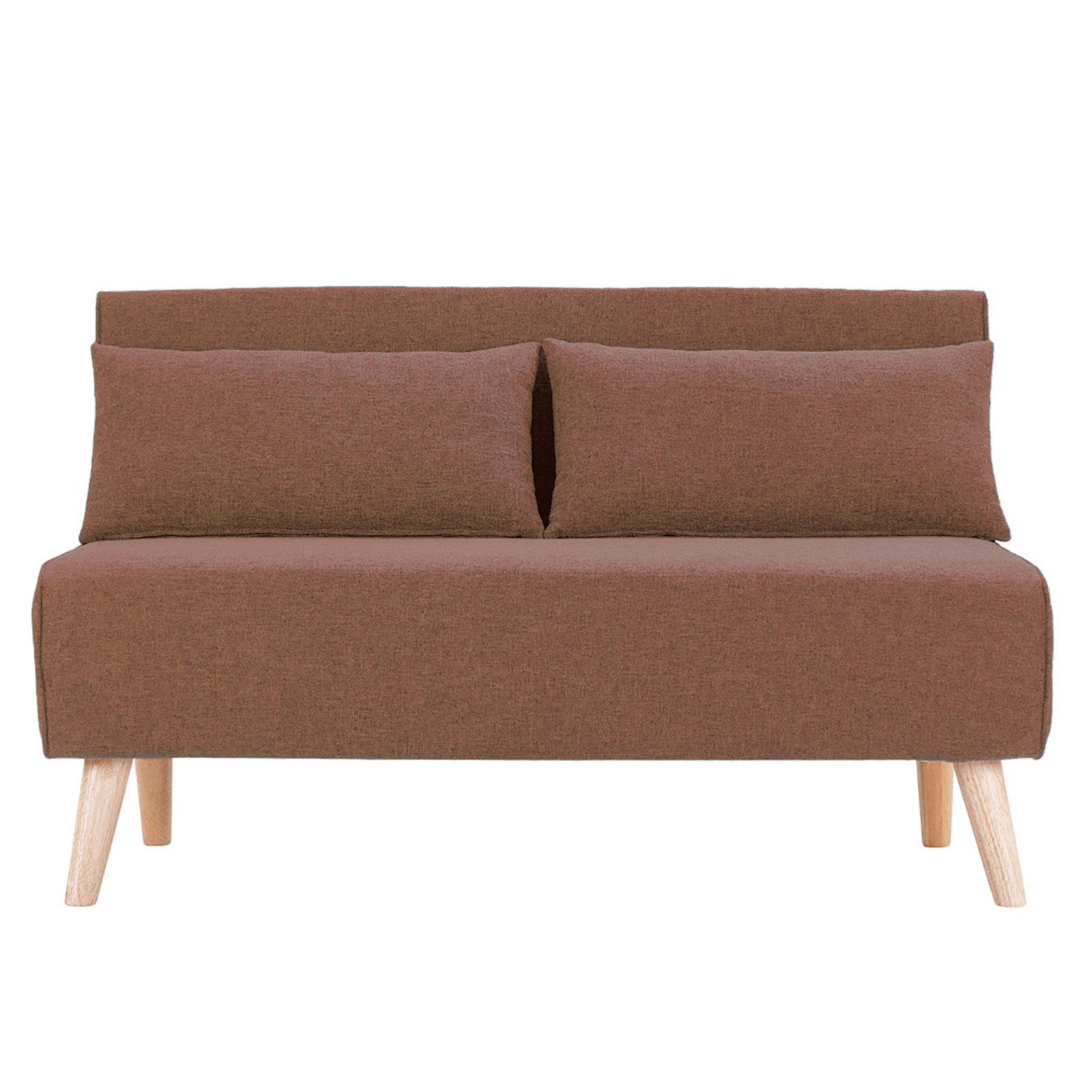 Sarantino 2-Seater Adjustable Sofa Bed | Faux Linen | Brown
