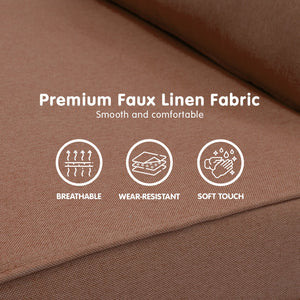 Sarantino 2-Seater Adjustable Sofa Bed | Faux Linen | Brown
