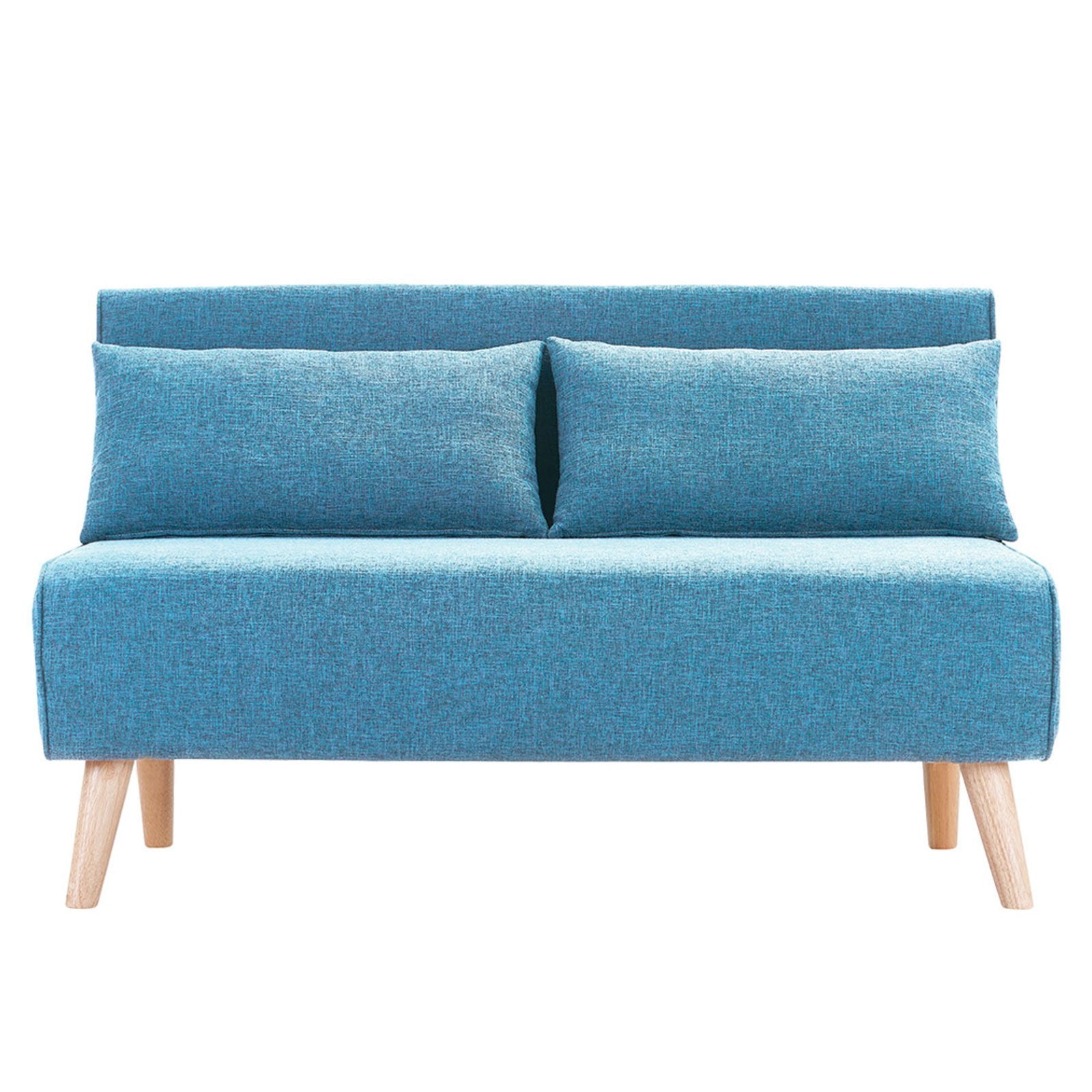 Sarantino Adjustable 2-Seater Linen Sofa Bed - Blue | Space-Saving Design