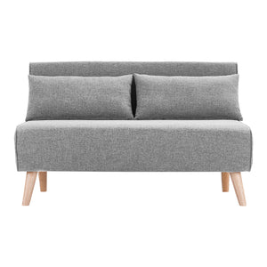 Sarantino 2-Seater Adjustable Sofa Bed | Faux Linen | Grey
