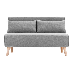 Sarantino 2-Seater Adjustable Sofa Bed | Faux Linen | Grey