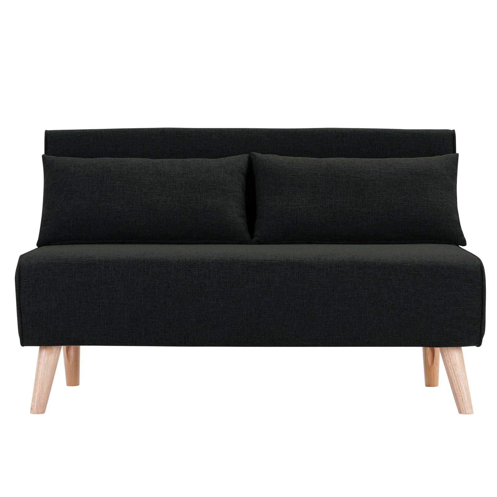 Adjustable 2-Seater Black Faux Velvet Sofa Bed Lounge by Sarantino