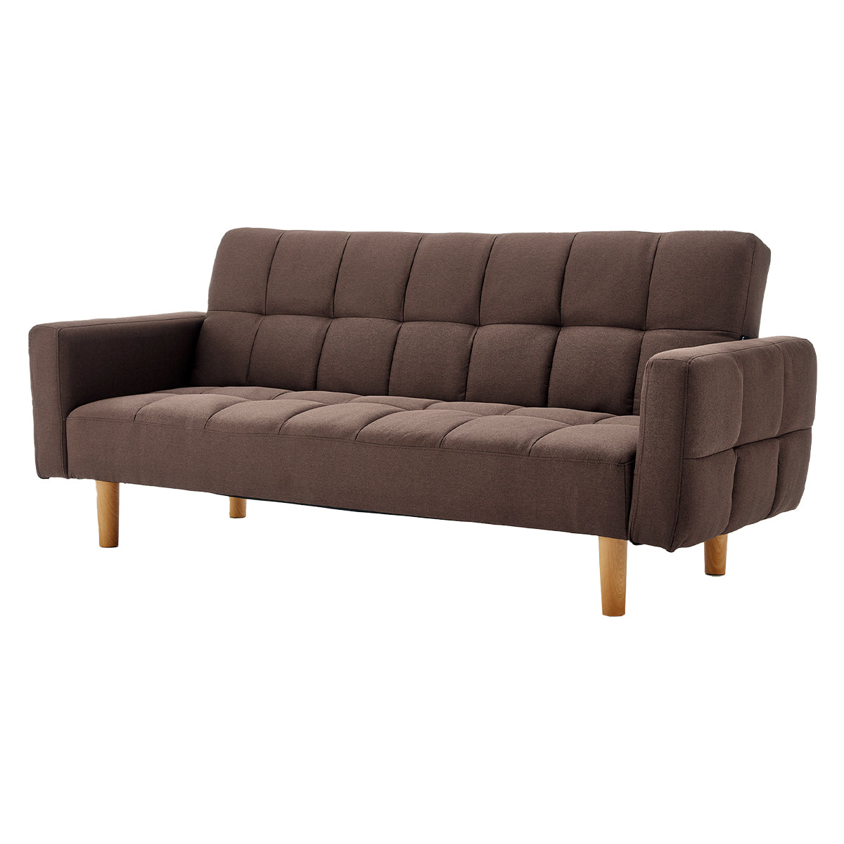 Sarantino 3-Seater Fabric Sofa Bed Futon - Brown | Cozy Lounging