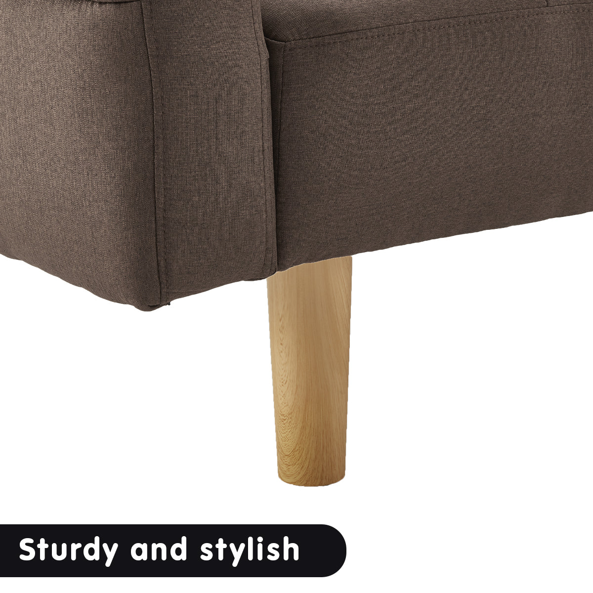 Sarantino 3-Seater Fabric Sofa Bed Futon - Brown | Cozy Lounging