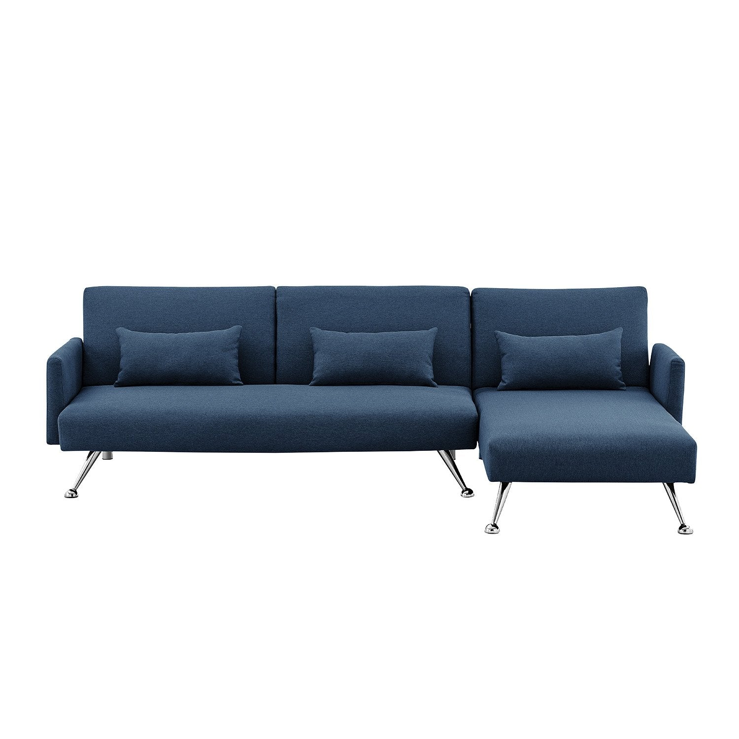 Sarantino Mia 3-Seater Sofa Bed | Chaise & 3 Pillows | Blue