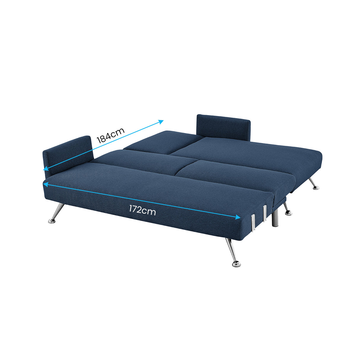 Sarantino Mia 3-Seater Sofa Bed | Chaise & 3 Pillows | Blue