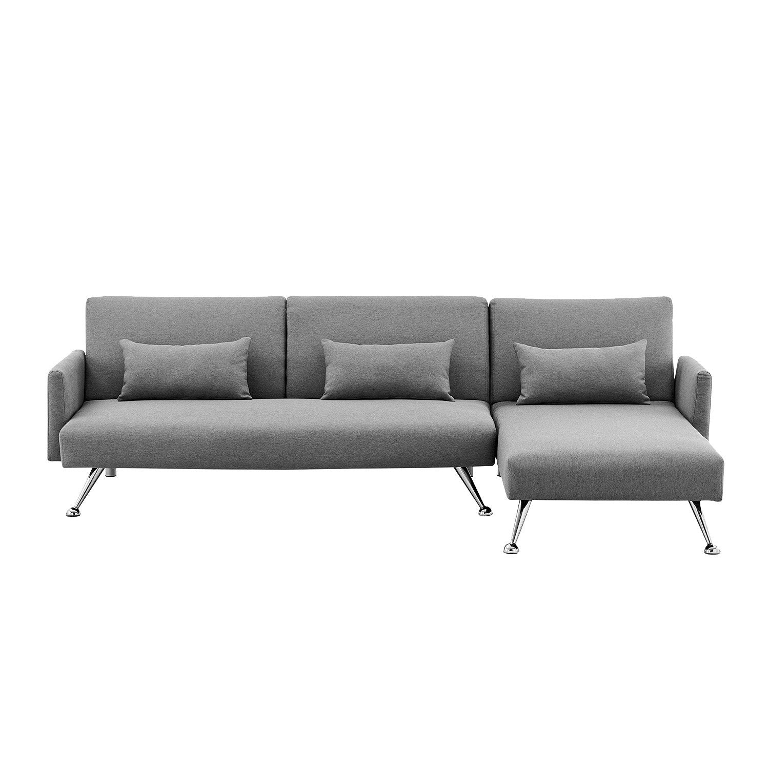 Sarantino Mia 3-Seater Corner Sofa Bed | Chaise & Pillows | Dark Grey