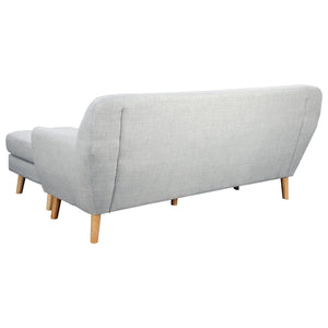 Sarantino Linen Corner Wooden Sofa - Light Grey | Left Chaise