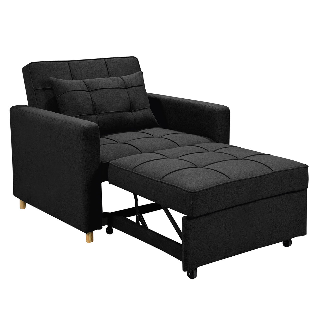 Sarantino Suri 3-in-1 Convertible Lounge Chair Bed - Black | Sleek and Functional