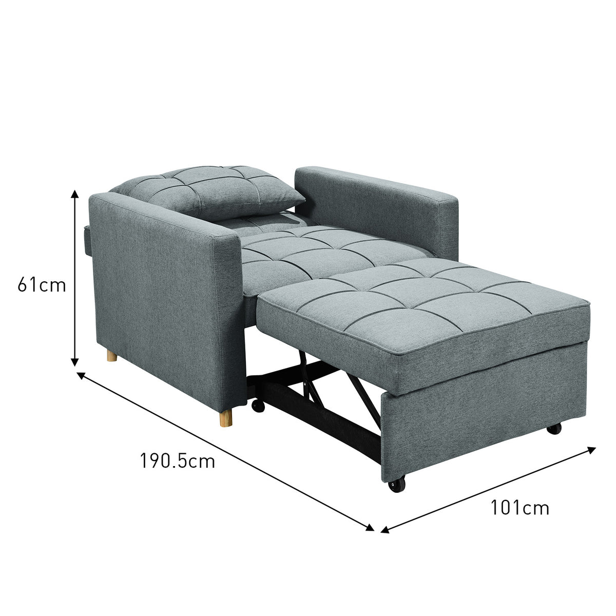 Sarantino Suri 3-in-1 Convertible Sofa Chair Bed - Airforce Blue | Versatile Seating