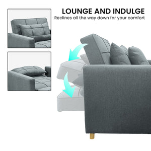 Sarantino Suri 3-in-1 Convertible Sofa Chair Bed - Airforce Blue | Versatile Seating