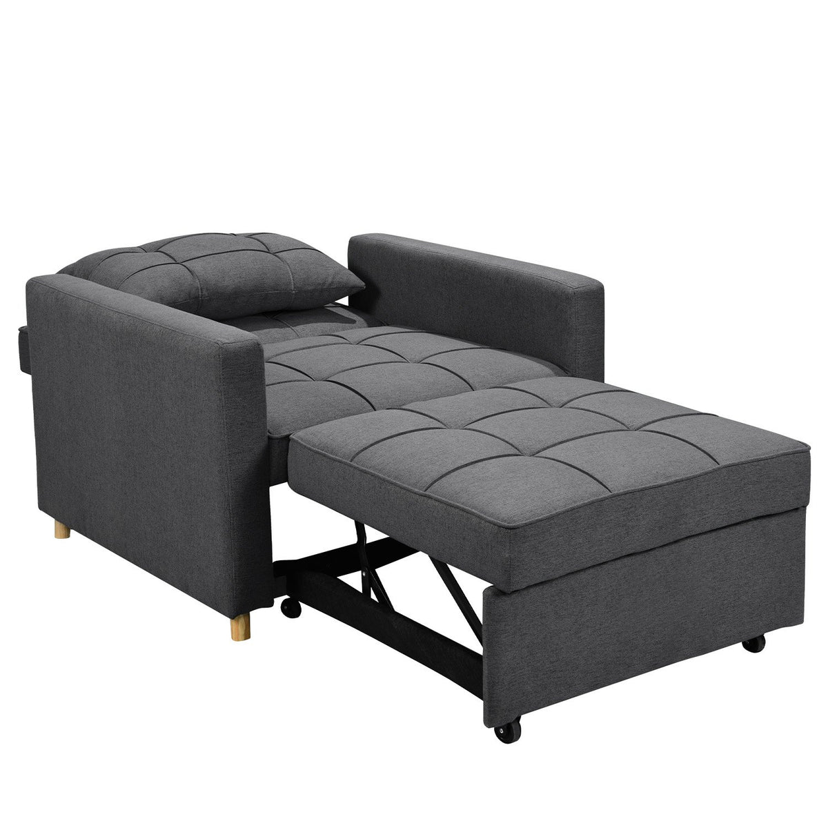 Sarantino Suri 3-in-1 Convertible Lounge Chair Bed - Dark Grey | Multi-Functional