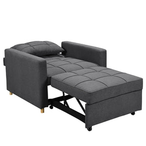 Sarantino Suri 3-in-1 Convertible Lounge Chair Bed - Dark Grey | Multi-Functional