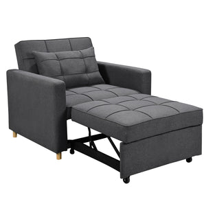 Sarantino Suri 3-in-1 Convertible Lounge Chair Bed - Dark Grey | Multi-Functional