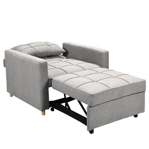 Sarantino Suri 3-in-1 Convertible Sofa Chair Bed - Light Grey | Stylish Lounger