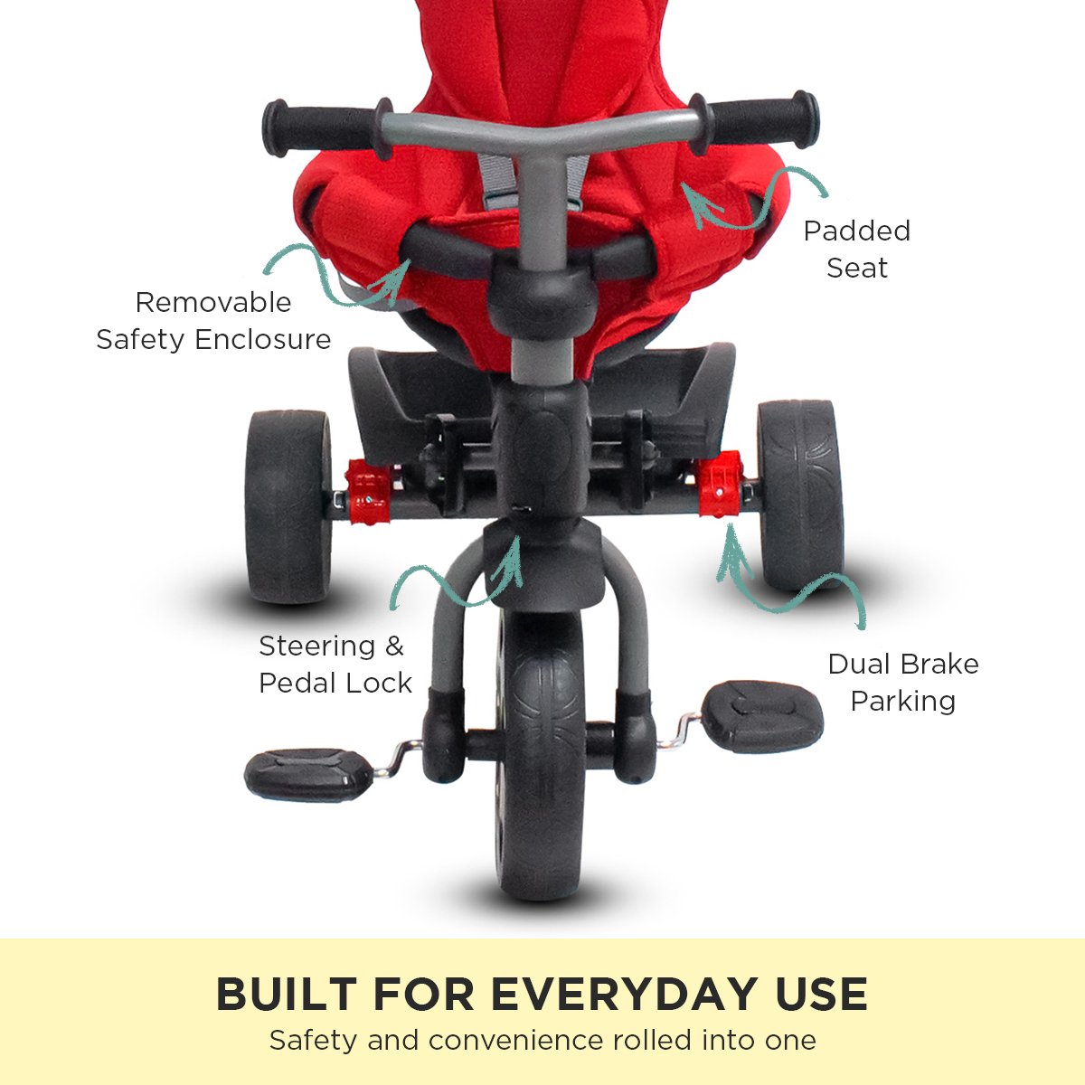 3-stage Kids Trike With Canopy - Red | Veebee Explorer