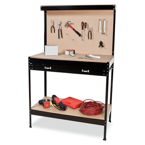 2-layered Steel Work Bench Garage Storage Table Tool Shop Shelf | Pegboard Drawer | KARTRITE