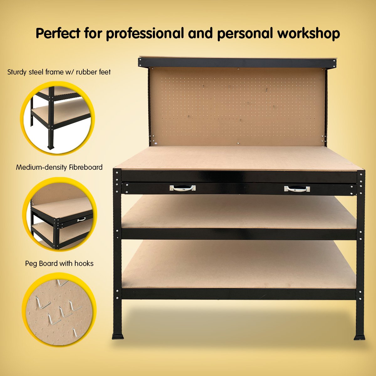 3-layered Work Bench Garage Storage Table Tool Shop Shelf | KARTRITE