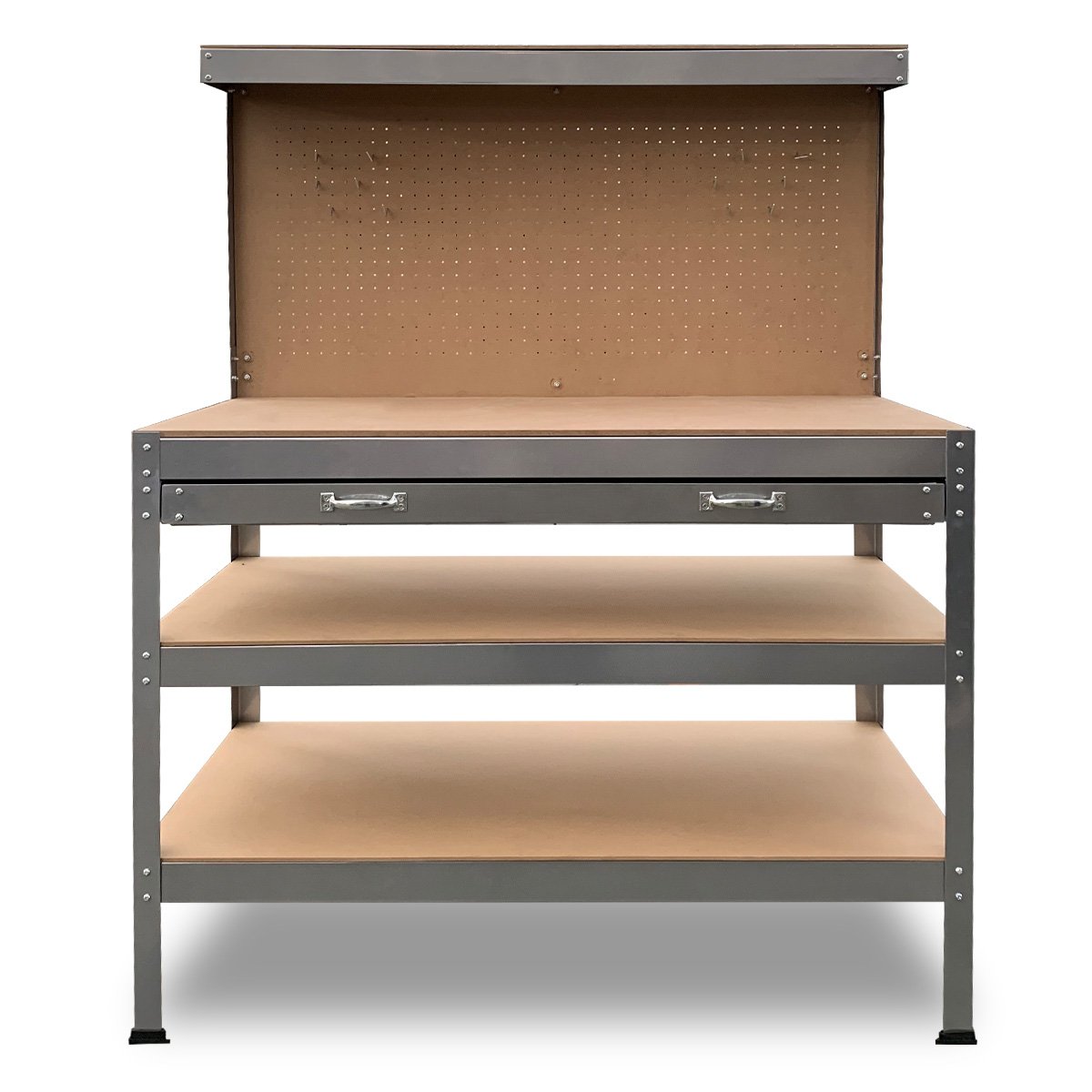 3-layered Work Bench Garage Storage Table Tool Shop Shelf | Silver | KARTRITE