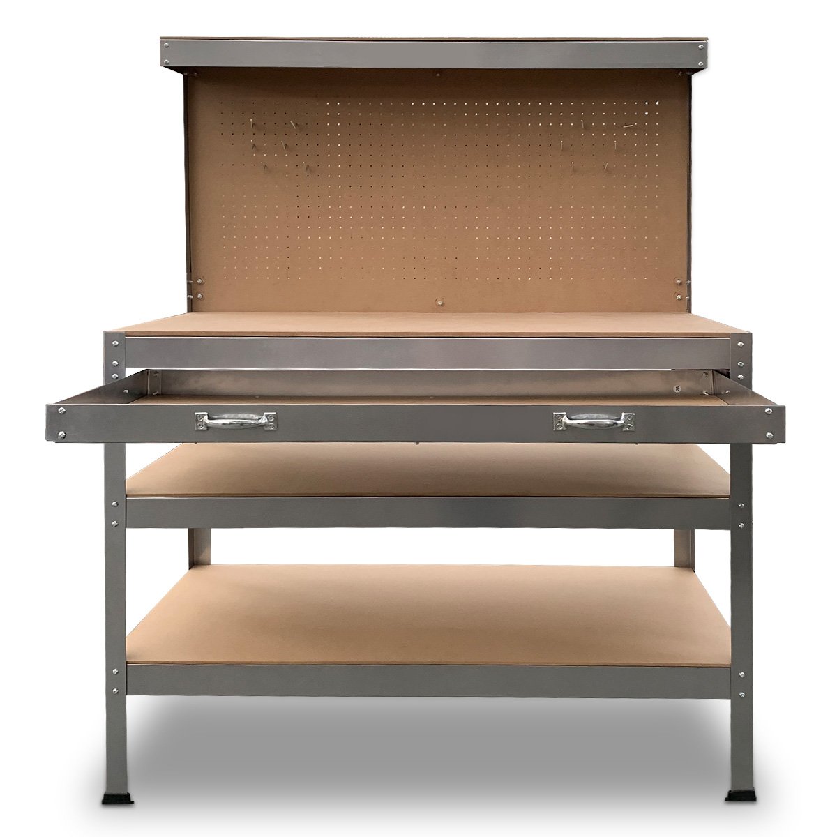 3-layered Work Bench Garage Storage Table Tool Shop Shelf | Silver | KARTRITE