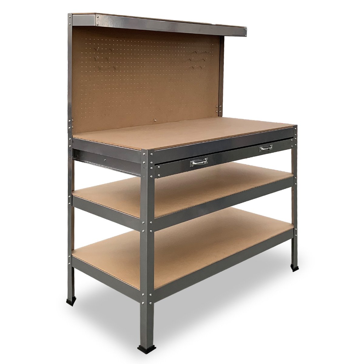 3-layered Work Bench Garage Storage Table Tool Shop Shelf | Silver | KARTRITE