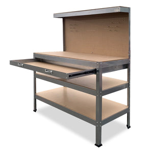 3-layered Work Bench Garage Storage Table Tool Shop Shelf | Silver | KARTRITE