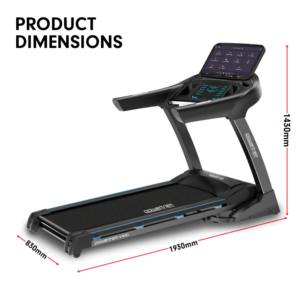 V1100 Treadmill with Wifi Touch Screen & Incline