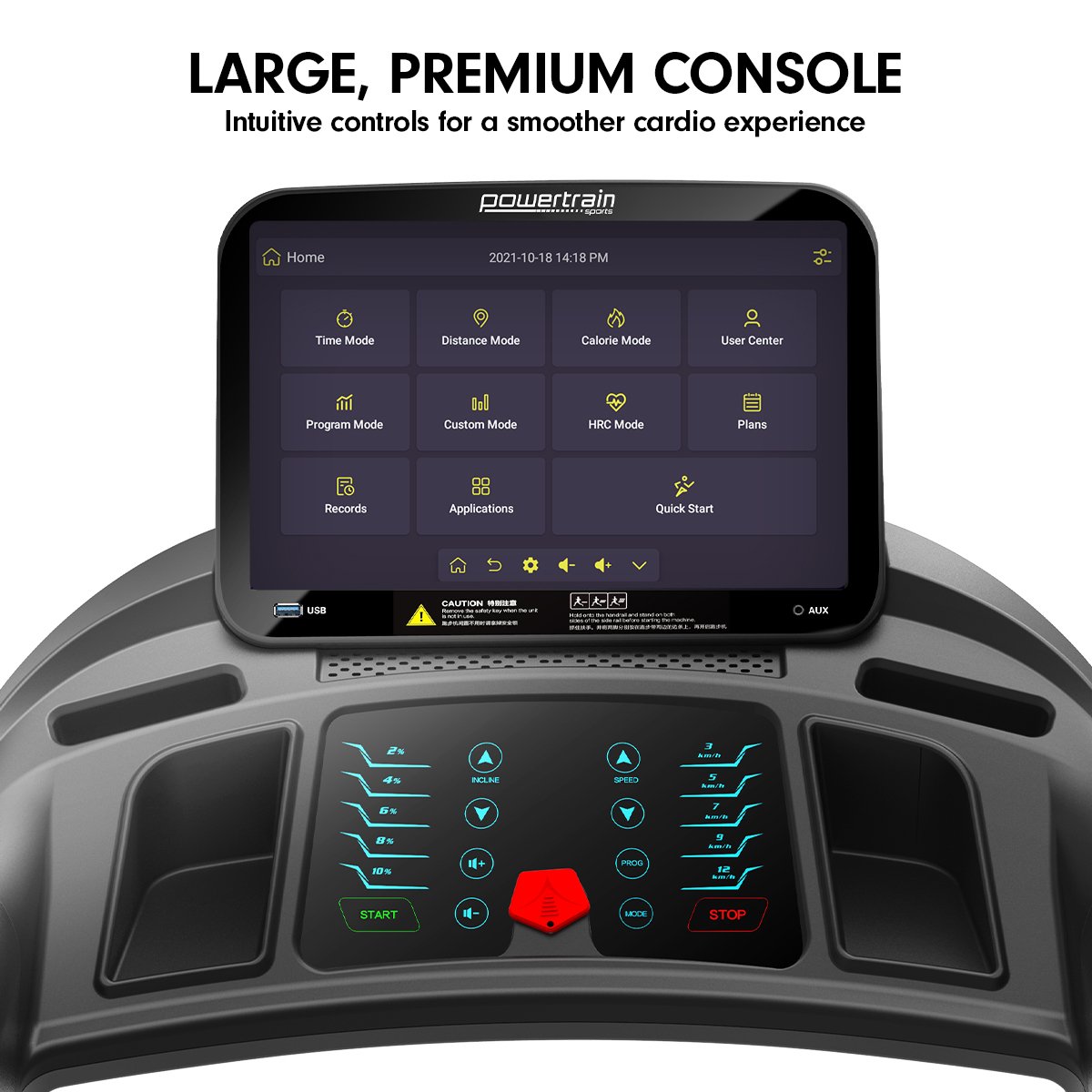 V1100 Treadmill with Wifi Touch Screen & Incline