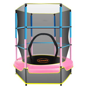 4.5ft Trampoline Round with Free Safety Net Spring Pad Cover Mat | Outdoor - Blue Pink