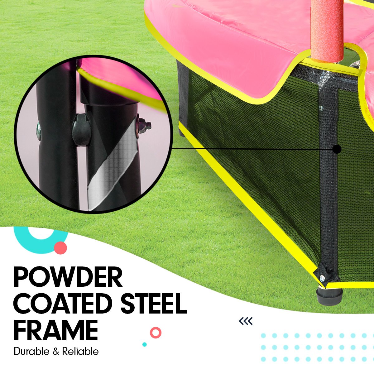 4.5ft Trampoline Round with Free Safety Net Spring Pad Cover Mat | Outdoor - Blue Pink