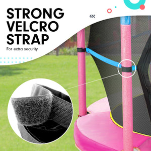 4.5ft Trampoline Round with Free Safety Net Spring Pad Cover Mat | Outdoor - Blue Pink