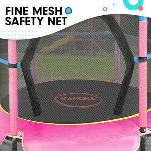 4.5ft Trampoline Round with Free Safety Net Spring Pad Cover Mat | Outdoor - Blue Pink