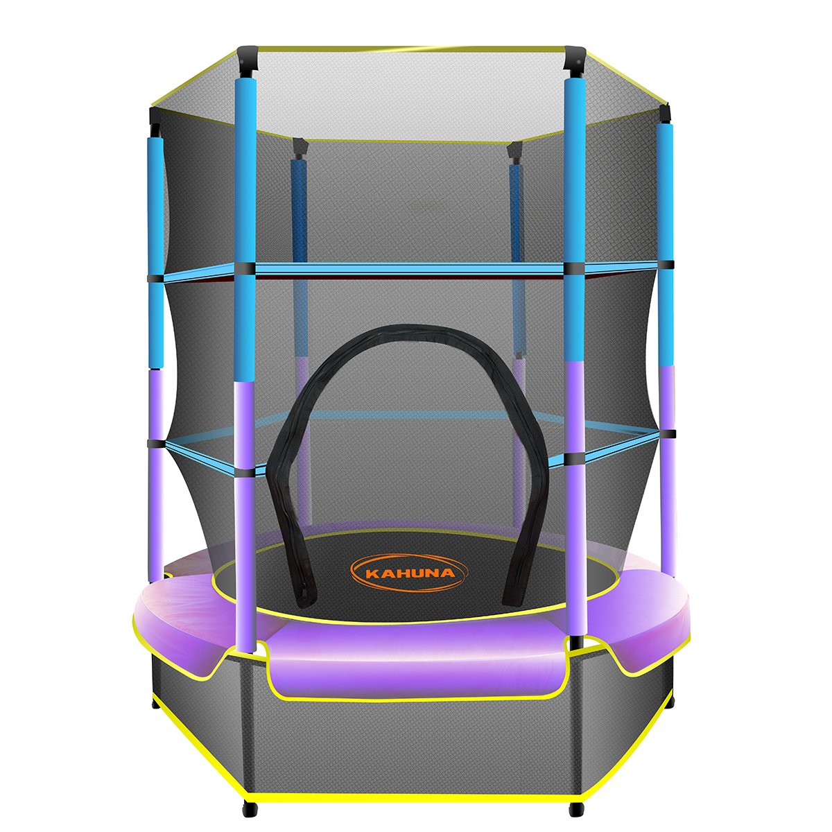 4.5ft Round Trampoline with Free Safety Net, Spring Pad Cover, and Mat - Outdoor Blue Purple by Kahuna