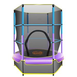 4.5ft Round Trampoline with Free Safety Net, Spring Pad Cover, and Mat - Outdoor Blue Purple by Kahuna