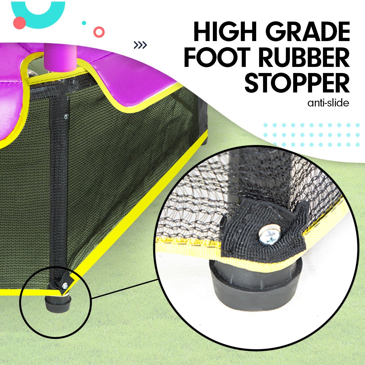 4.5ft Round Trampoline with Free Safety Net, Spring Pad Cover, and Mat - Outdoor Blue Purple by Kahuna